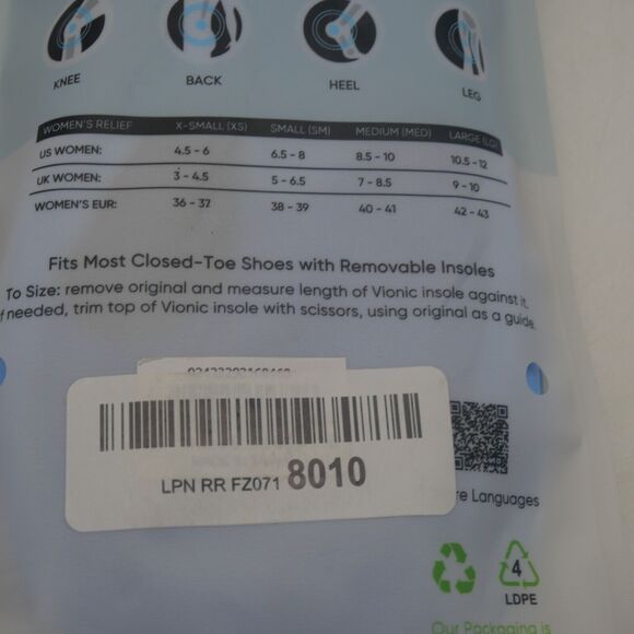 NEW Vionic Relief Women's Full Length Orthotic Insoles Women's Medium 8.5-10 - Picture 7 of 8